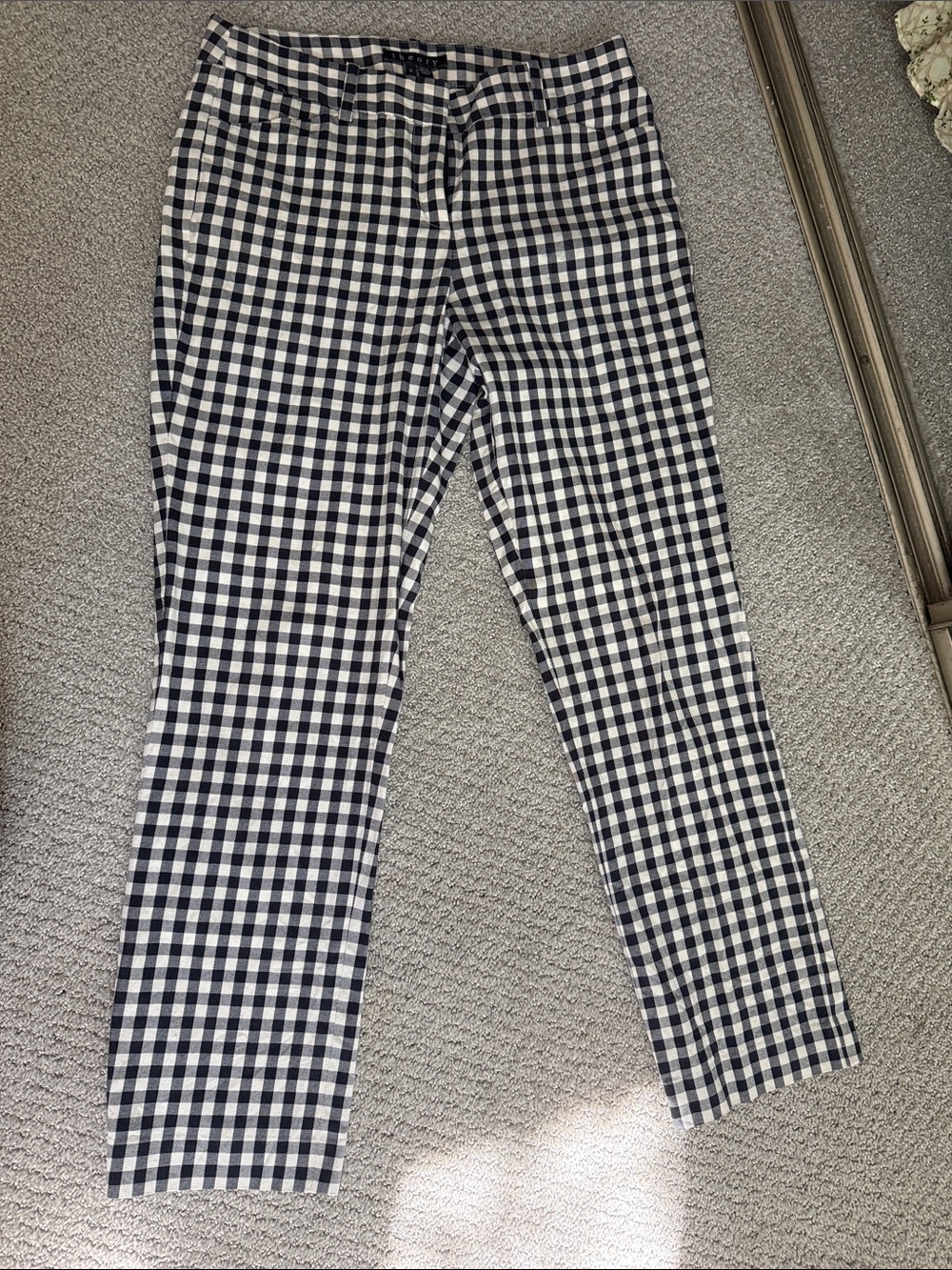 Theory Black and White Gingham Pants